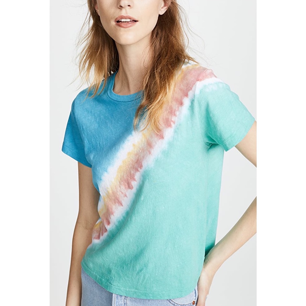 RE/DONE blue and green tie dye Freedom short sleeve Classic tee M